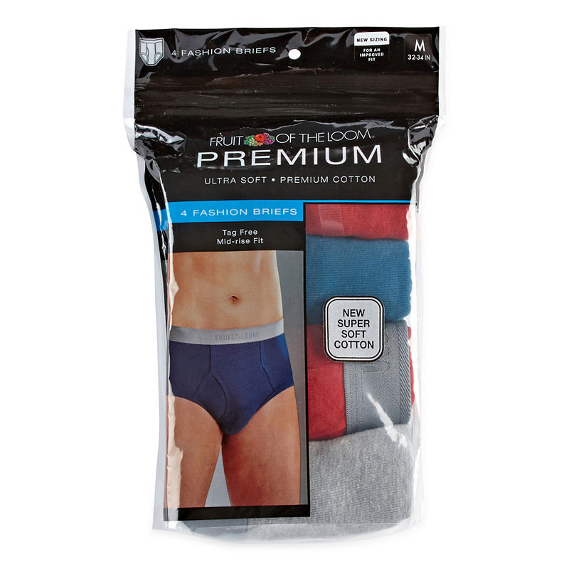 Fruit Of The Loom 4-Pk. Premium Cotton Briefs, Mens, Size Small, Multiple Colors