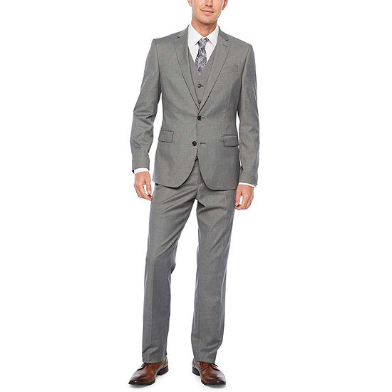 JF J. Ferrar Ultra Comfort Medium Gray Slim Fit Suit Separates