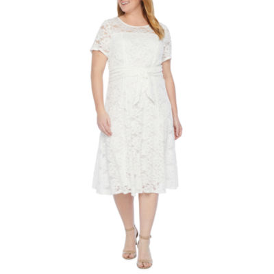 perceptions short sleeve floral lace fit & flare dress