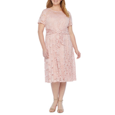 perceptions short sleeve fit & flare dress