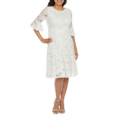 perceptions short sleeve floral lace fit & flare dress