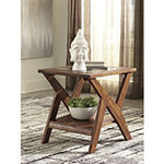 Signature Design by Ashley Charzine Living Room Collection Glass Top Storage End Table