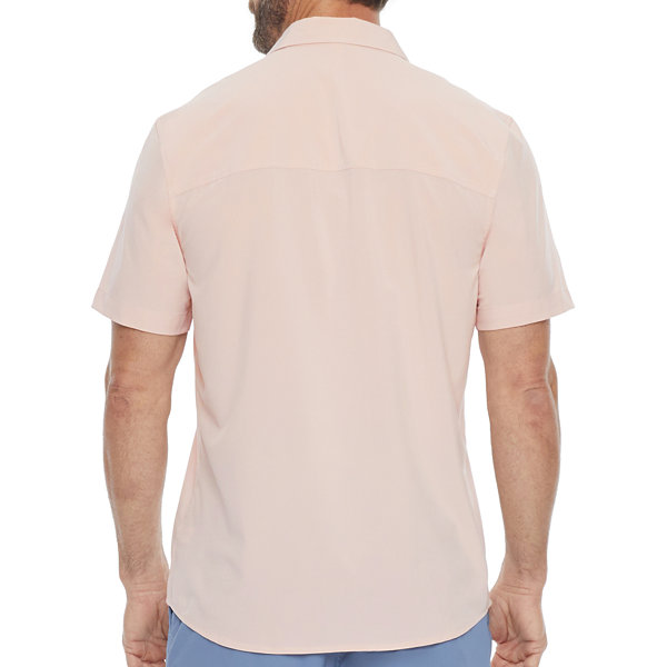 Stylus Stretch Mens Regular Fit Short Sleeve Button-Down Shirt