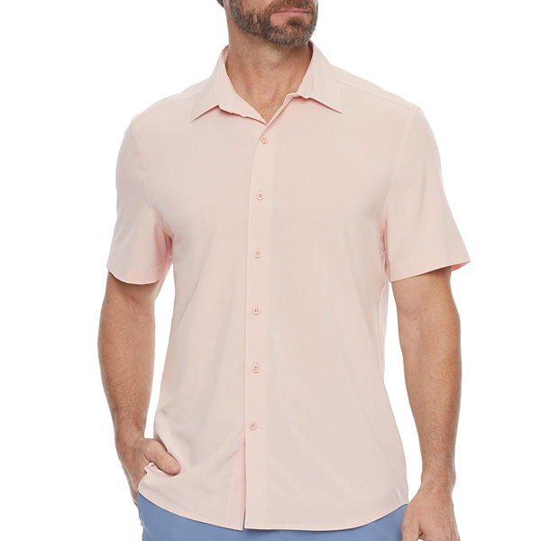 Stylus Stretch Mens Regular Fit Short Sleeve Button-Down Shirt