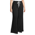 Sports Illustrated Womens Plus High Rise Wide Leg Pull-On Pants