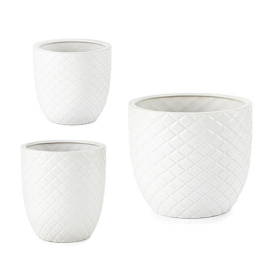 Outdoor Oasis Pineapple Lines Ceramic Planter Collection