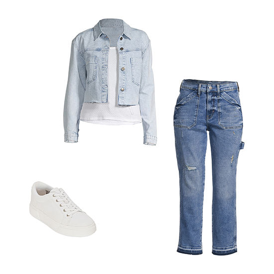 a.n.a Cropped Jacket, Essential Shirt, High-Rise Carpenter Jeans & Arizona Sneakers
