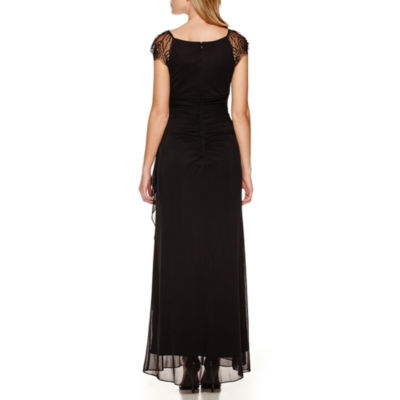 dj jaz cap sleeve beaded neck evening gown