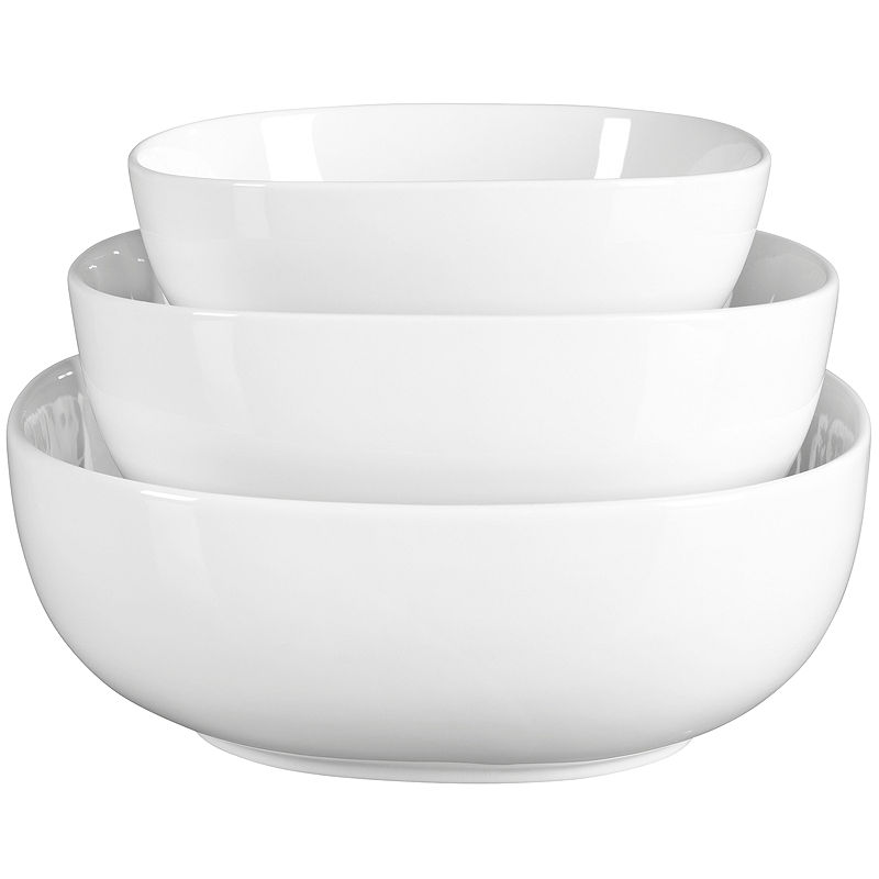 Denmark 3-Pc. Soft Square Porcelain Serving Bowl Set, White