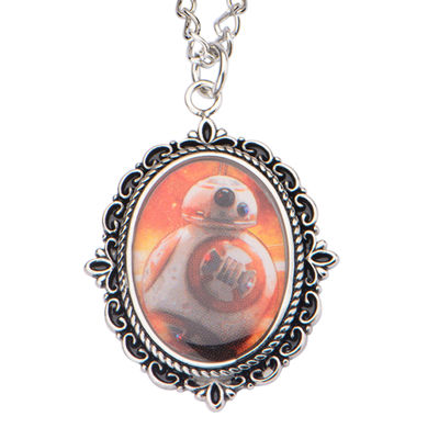 Star Wars® Stainless Steel BB8 Cameo Pendant Necklace, Color White