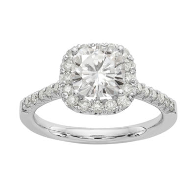 Womens 2 Ct T W White Moissanite 14k White Gold Round Engagement