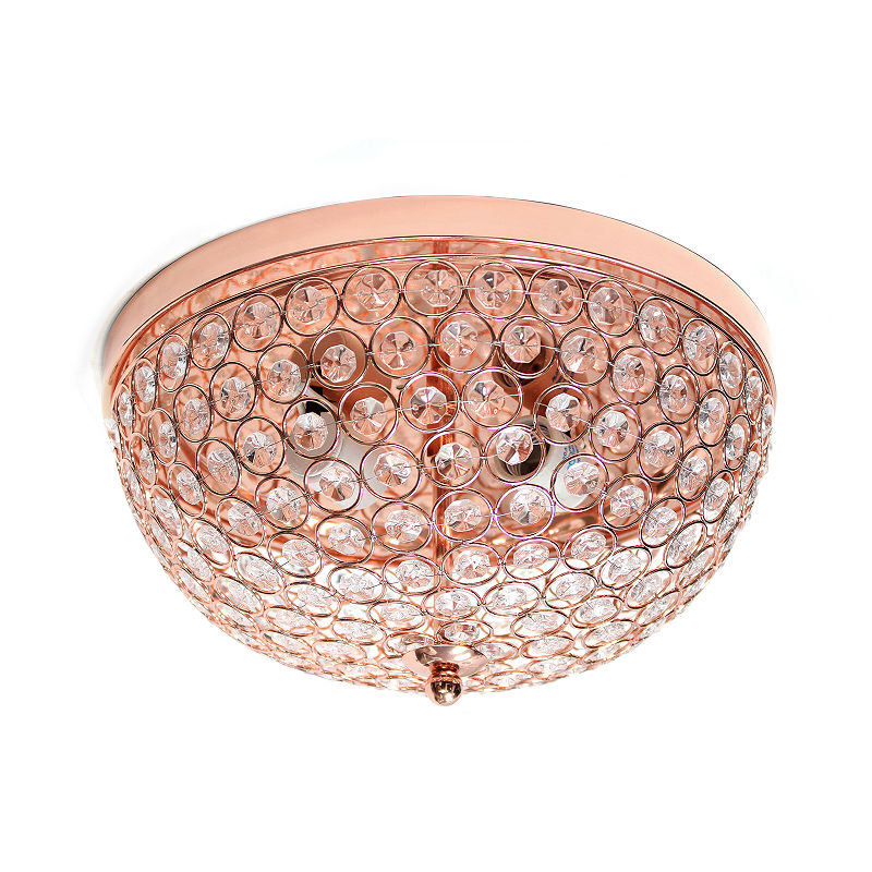 Elegant Designs 2 - Light Elipse Crystal Flush Mount Ceiling Light, Yellow