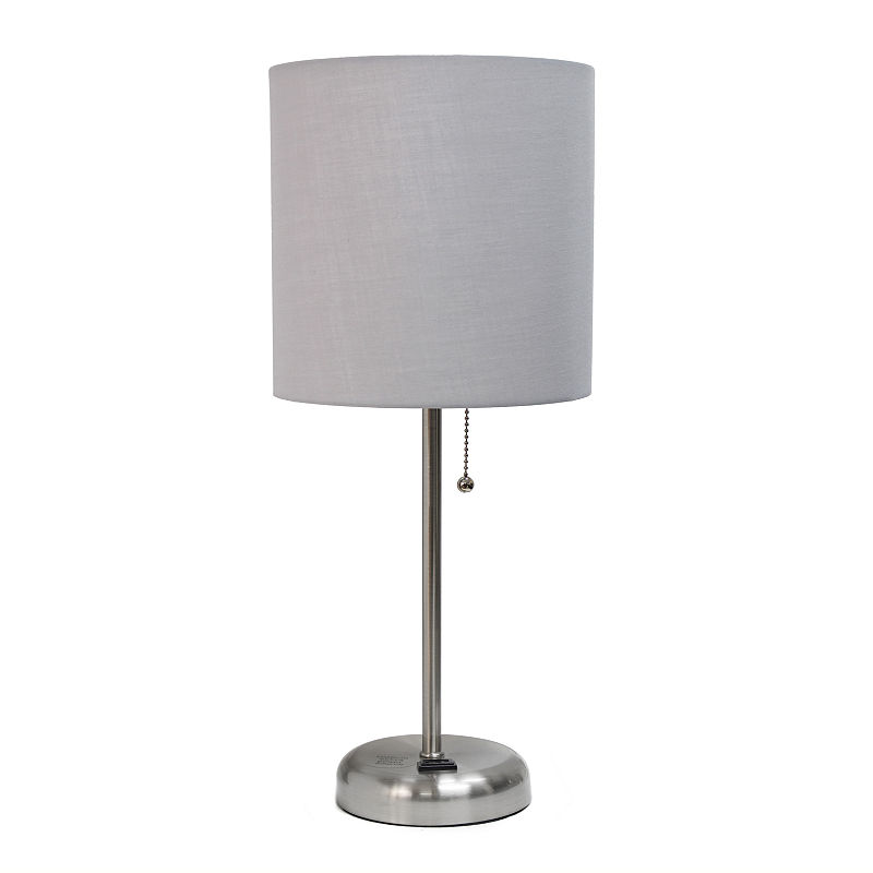 Limelights Grey Stick Lamp with Charging Outlet