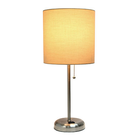LimeLights Stick Lamp with Charging Outlet and Fabric Shade, One Size , Beige