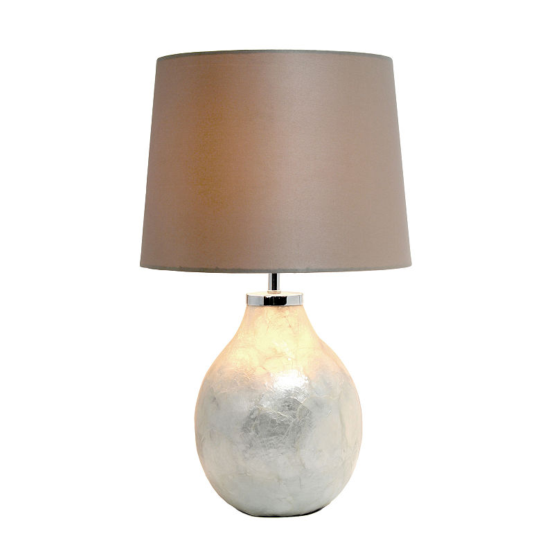 Simple Designs 1 Light Pearl Table Lamp With Fabric Shade, White