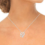 "Mom" Womens 1/10 CT. T.W. Genuine White Diamond Sterling Silver Heart Pendant Necklace