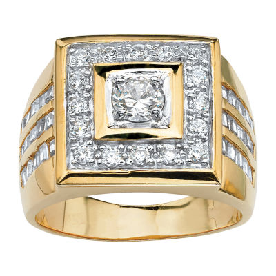Mens 2 1/5 CT. T.W. White Cubic Zirconia 14K Gold Over Brass Round