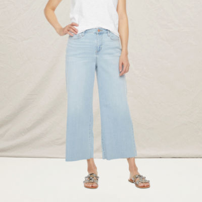 high waist wide leg cropped jeans