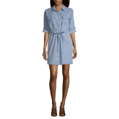 short sleeve midi shirt dress