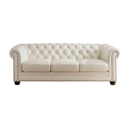 Aliso Leather Upholstery Collection Roll-Arm Sofa