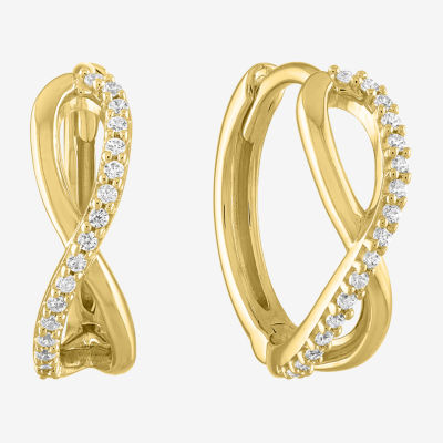 Diamond Addiction 1/10 CT. T.W. Genuine White Diamond 10K Gold Hoop Earrings
