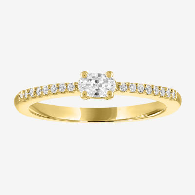 Diamond Addiction Womens 1/4 CT. T.W. Lab Grown White Diamond 10K Gold Solitaire Stackable Ring