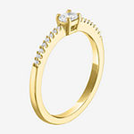 Diamond Addiction Womens 1/4 CT. T.W. Lab Grown White Diamond 10K Gold Solitaire Stackable Ring