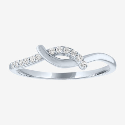 Diamond Addiction Womens 1/10 CT. T.W. Genuine White Diamond 10K White Gold Stackable Ring