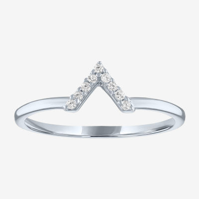Diamond Addiction Chevron Womens Diamond Accent Genuine White Diamond 10K White Gold Stackable Ring