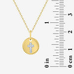 Diamond Addiction Womens Diamond Accent Genuine White Diamond 10K Gold Cross Pendant Necklace