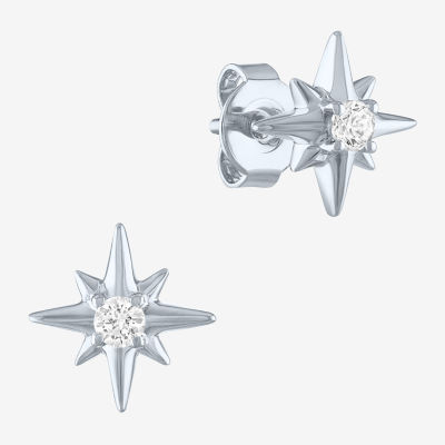 Diamond Addiction North Star 1/10 CT. T.W. Lab Grown White Diamond Sterling Silver Star Stud Earrings