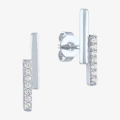 Diamond Addiction 1/10 CT. T.W. Genuine White Diamond Sterling Silver Bar Stud Earrings