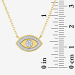 Diamond Addiction Womens 1/10 CT. T.W. Genuine White Diamond 14K Gold Over Silver Evil Eye Pendant Necklace