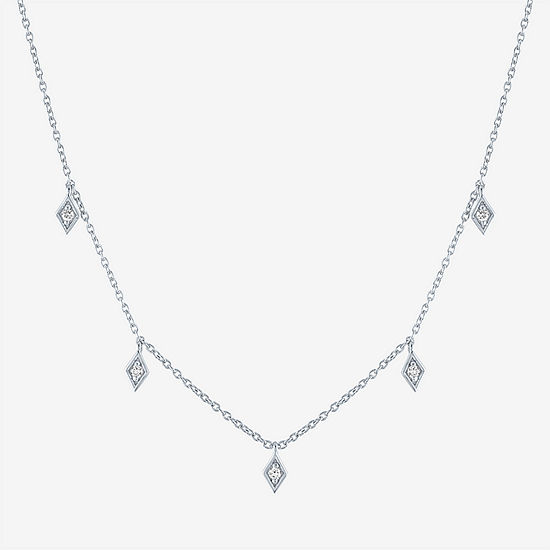 Diamond Addiction Marquis Drop Womens 1/10 CT. T.W. Genuine White Diamond Sterling Silver Pendant Necklace