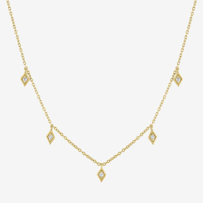 Diamond Addiction Marquis Drop Womens 1/10 CT. T.W. Genuine White Diamond 14K Gold Over Silver Pendant Necklace