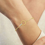 Diamond Addiction 1/10 Ct.T.W. Lab Grown Diamond Circle 14K Gold Over Silver 8 Inch Paperclip Chain Bracelet