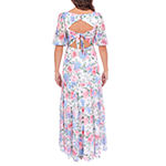 Premier Amour Short Sleeve Floral Maxi Dress