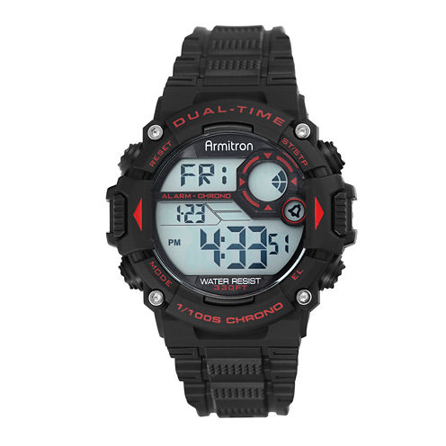 Armitron® Mens Black and Red Accent Chronograph Digital Sport Watch ...