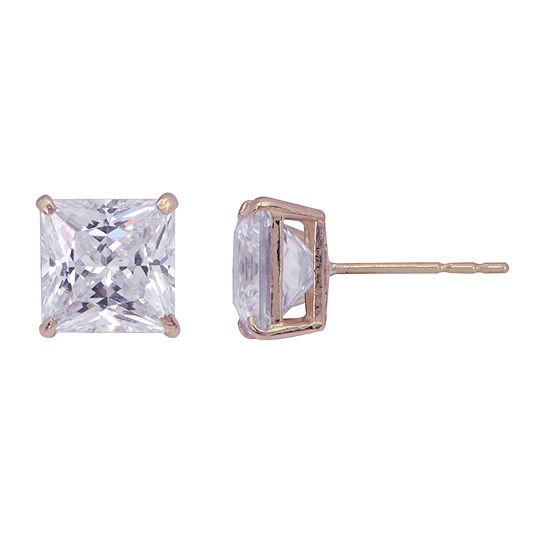 Princess Cut Cubic Zirconia 10K Gold Stud Earrings JCPenney Princess Cut Cubic Zirconia 10K Gold Stud Earrings JCPenney