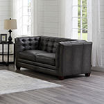 Bangor Leather Upholstery Collection Track-Arm Upholstered Loveseat