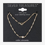 Silver Treasures Cubic Zirconia 14K Gold Over Silver 8 1/2 Inch Link Chain Bracelet