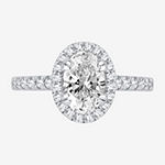 Modern Bride Signature Womens 2 CT. T.W. Lab Grown White Diamond 14K White Gold Oval Halo Engagement Ring