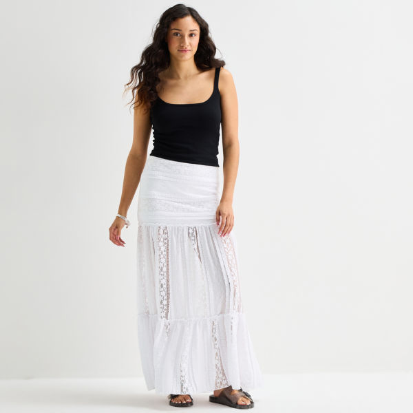 Forever 21 Womens Juniors Mid Rise Maxi Skirt