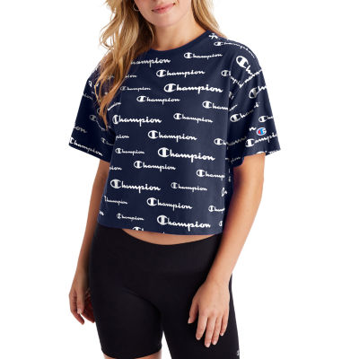 champion crop top blue