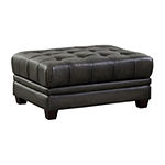 Bangor Leather Upholstery Collection Tufted Ottoman
