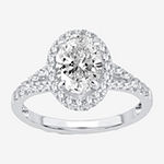 Womens 2 CT. T.W. Lab Grown White Diamond 14K White Gold Oval Engagement Ring