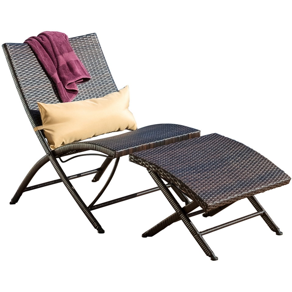 Dexter 2 pc. Outdoor Folding Lounge Chair and Ottoman Set