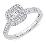 Womens 1/2 CT. T.W. Genuine White Diamond 14K White Gold Square Halo Engagement Ring