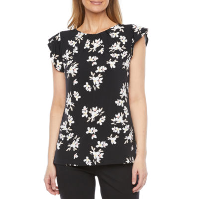 liz claiborne womens crew neck short sleeve blouse