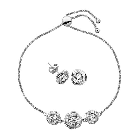 DiamonArt® White Cubic Zirconia Sterling Silver 2-pc. Jewelry Set